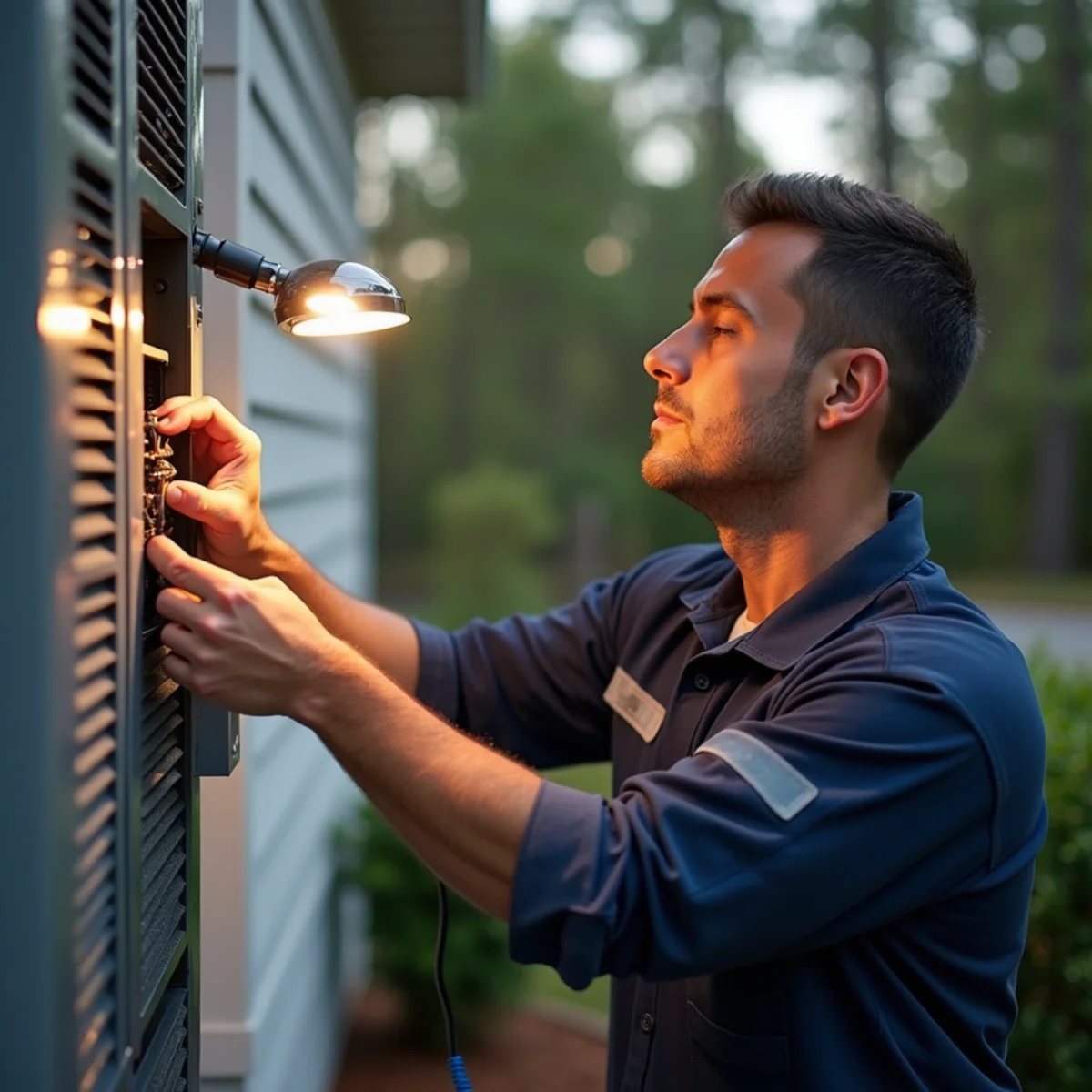 Certified technician completing 24/7 Emergency HVAC Service service protocol in Forsyth County
